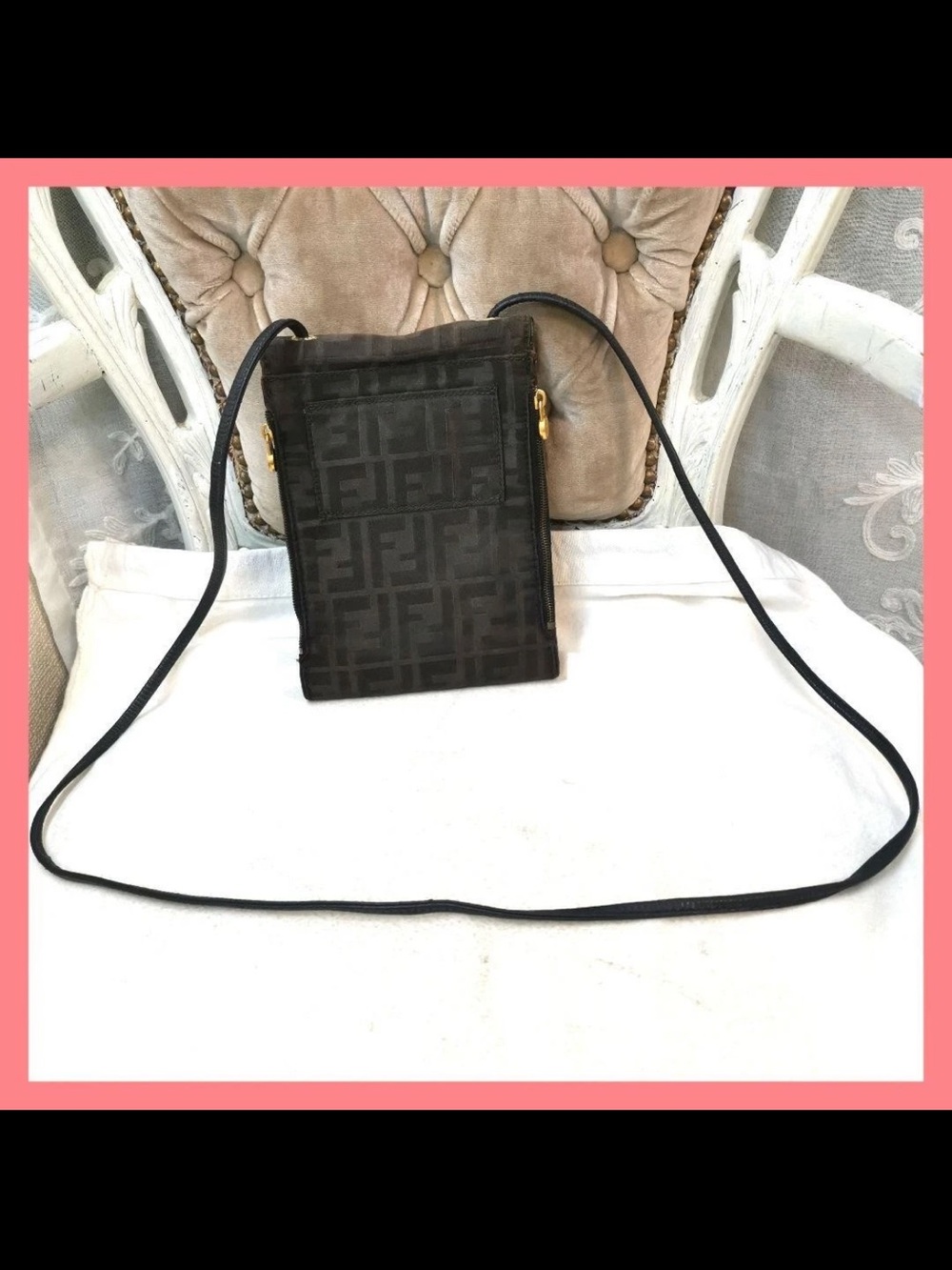 Fendi Brown FF Monogram Crossbody Phone Pouch